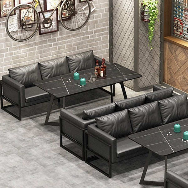 Metal Industrial Rectangle Indoor Table Sintered Stone Table for Kitchen and Dining Room Clearhalo ' dining_table' 'Dining Tables & Seating' 'Dining Tables' 'furn' 'furn_dining_table' 'Furniture' 'furniture_dining_table' 'Kitchen & Dining Furniture' 'kitchen&dining_furn' 'kitchen' 'kitchen_dining_table' 3886125