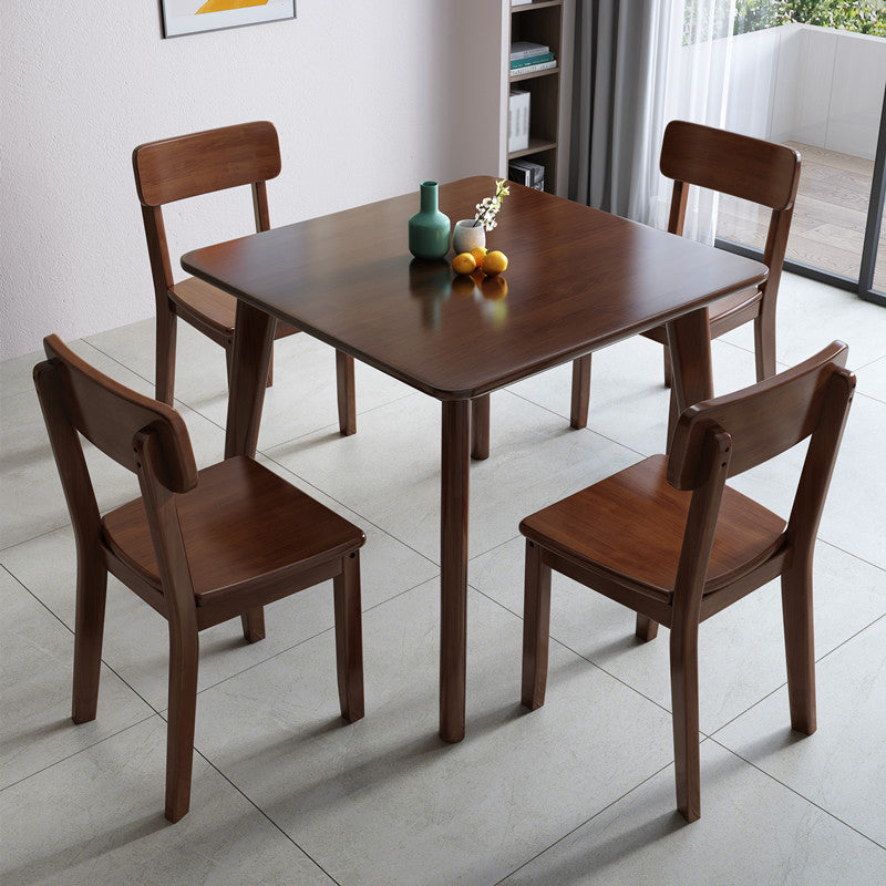 Square 4 Legs Industrial Dining Table Wood Color Fixed Table of Solid Wood Clearhalo ' dining_table' 'Dining Tables & Seating' 'Dining Tables' 'furn' 'furn_dining_table' 'Furniture' 'furniture_dining_table' 'Kitchen & Dining Furniture' 'kitchen&dining_furn' 'kitchen' 'kitchen_dining_table' 3886133