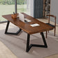 Rectangle Double Pedestal Industrial Dining Table Wood Color Fixed Table of Solid Wood Clearhalo ' dining_table' 'Dining Tables & Seating' 'Dining Tables' 'furn' 'furn_dining_table' 'Furniture' 'furniture_dining_table' 'Kitchen & Dining Furniture' 'kitchen&dining_furn' 'kitchen' 'kitchen_dining_table' 3886145