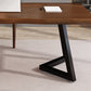 Rectangle Double Pedestal Industrial Dining Table Wood Color Fixed Table of Solid Wood Clearhalo ' dining_table' 'Dining Tables & Seating' 'Dining Tables' 'furn' 'furn_dining_table' 'Furniture' 'furniture_dining_table' 'Kitchen & Dining Furniture' 'kitchen&dining_furn' 'kitchen' 'kitchen_dining_table' 3886153