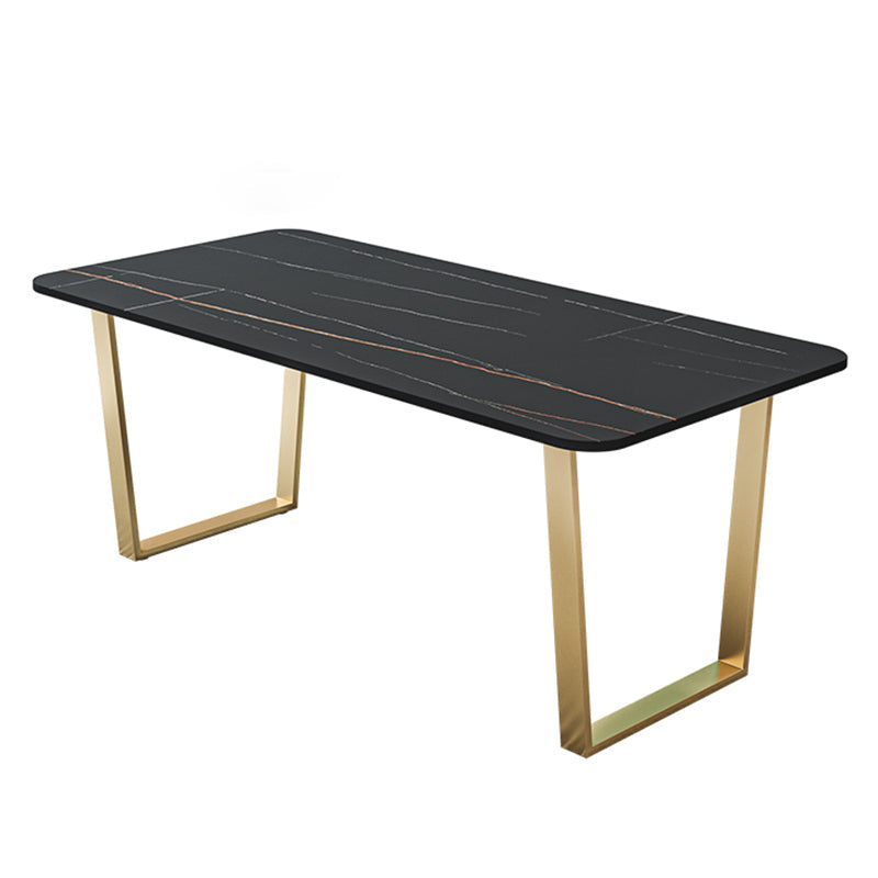 Metal Traditional Luxury Rectangle Table Sintered Stone Table with Sled Black Without Chairs Clearhalo ' dining_table' 'Dining Tables & Seating' 'Dining Tables' 'furn' 'furn_dining_table' 'Furniture' 'furniture_dining_table' 'Kitchen & Dining Furniture' 'kitchen&dining_furn' 'kitchen' 'kitchen_dining_table' 3886160
