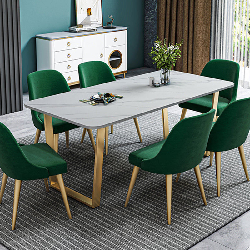 Metal Traditional Luxury Rectangle Table Sintered Stone Table with Sled Clearhalo ' dining_table' 'Dining Tables & Seating' 'Dining Tables' 'furn' 'furn_dining_table' 'Furniture' 'furniture_dining_table' 'Kitchen & Dining Furniture' 'kitchen&dining_furn' 'kitchen' 'kitchen_dining_table' 3886161