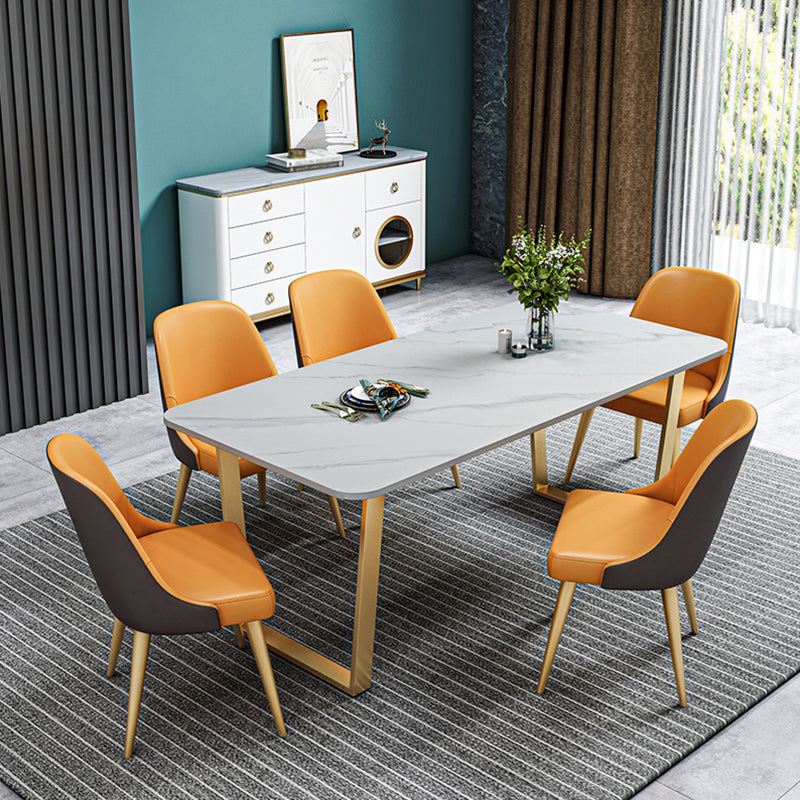 Metal Traditional Luxury Rectangle Table Sintered Stone Table with Sled Clearhalo ' dining_table' 'Dining Tables & Seating' 'Dining Tables' 'furn' 'furn_dining_table' 'Furniture' 'furniture_dining_table' 'Kitchen & Dining Furniture' 'kitchen&dining_furn' 'kitchen' 'kitchen_dining_table' 3886163