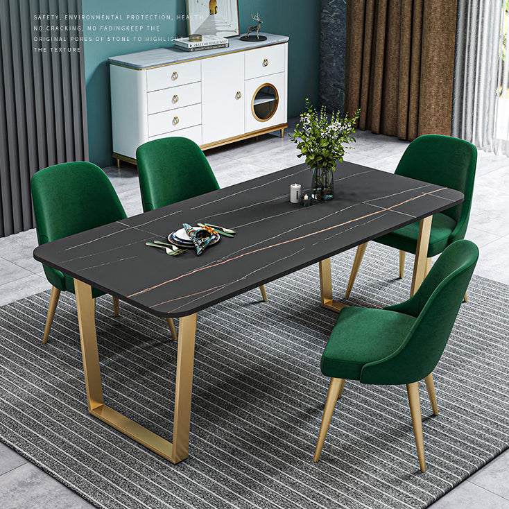 Metal Traditional Luxury Rectangle Table Sintered Stone Table with Sled Clearhalo ' dining_table' 'Dining Tables & Seating' 'Dining Tables' 'furn' 'furn_dining_table' 'Furniture' 'furniture_dining_table' 'Kitchen & Dining Furniture' 'kitchen&dining_furn' 'kitchen' 'kitchen_dining_table' 3886166