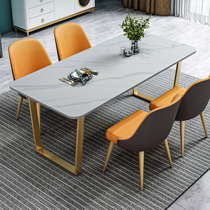 Metal Traditional Luxury Rectangle Table Sintered Stone Table with Sled Clearhalo ' dining_table' 'Dining Tables & Seating' 'Dining Tables' 'furn' 'furn_dining_table' 'Furniture' 'furniture_dining_table' 'Kitchen & Dining Furniture' 'kitchen&dining_furn' 'kitchen' 'kitchen_dining_table' 3886168