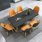 Metal Traditional Luxury Rectangle Table Sintered Stone Table with Sled Clearhalo ' dining_table' 'Dining Tables & Seating' 'Dining Tables' 'furn' 'furn_dining_table' 'Furniture' 'furniture_dining_table' 'Kitchen & Dining Furniture' 'kitchen&dining_furn' 'kitchen' 'kitchen_dining_table' 3886171