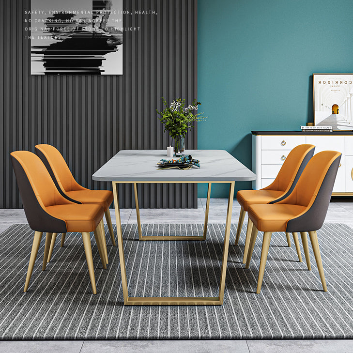 Metal Traditional Luxury Rectangle Table Sintered Stone Table with Sled Clearhalo ' dining_table' 'Dining Tables & Seating' 'Dining Tables' 'furn' 'furn_dining_table' 'Furniture' 'furniture_dining_table' 'Kitchen & Dining Furniture' 'kitchen&dining_furn' 'kitchen' 'kitchen_dining_table' 3886172