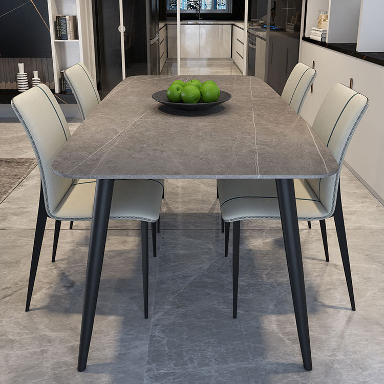 Simplicity Style Sintered Stone Dining Table 4 Legs Carbon Steel Base Rectangle Table for Home Clearhalo ' dining_table' 'Dining Tables & Seating' 'Dining Tables' 'furn' 'furn_dining_table' 'Furniture' 'furniture_dining_table' 'Kitchen & Dining Furniture' 'kitchen&dining_furn' 'kitchen' 'kitchen_dining_table' 3886197