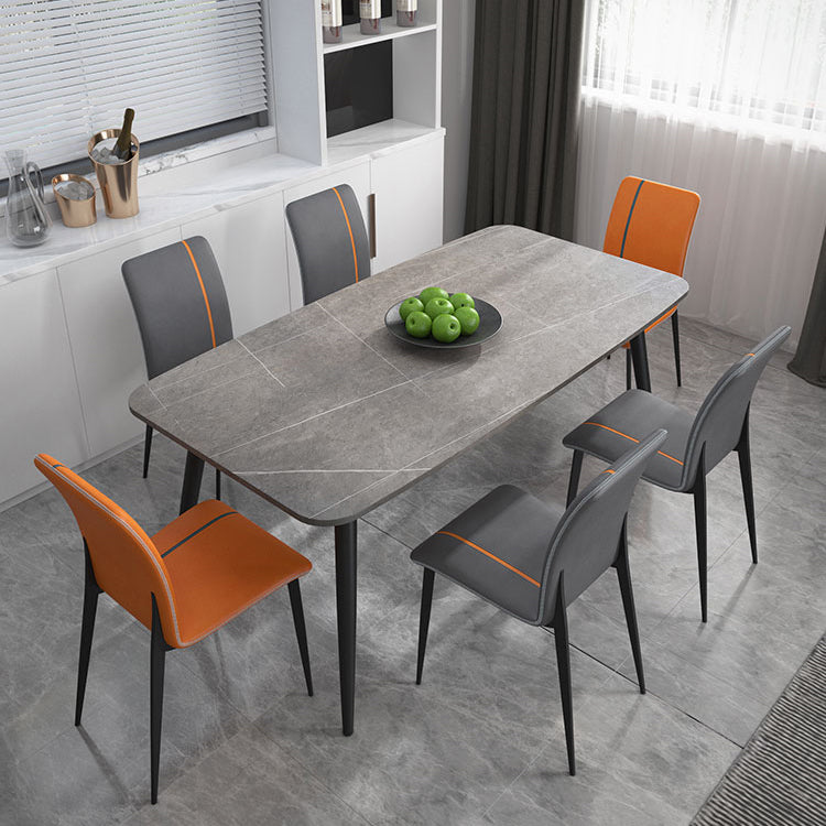 Simplicity Style Sintered Stone Dining Table 4 Legs Carbon Steel Base Rectangle Table for Home Clearhalo ' dining_table' 'Dining Tables & Seating' 'Dining Tables' 'furn' 'furn_dining_table' 'Furniture' 'furniture_dining_table' 'Kitchen & Dining Furniture' 'kitchen&dining_furn' 'kitchen' 'kitchen_dining_table' 3886198