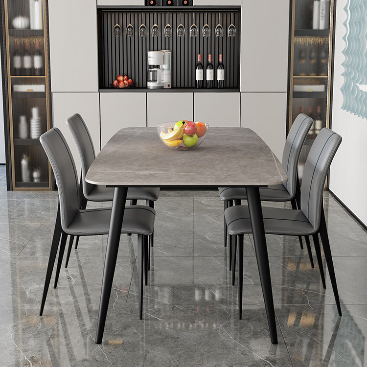 Simplicity Style Sintered Stone Dining Table 4 Legs Carbon Steel Base Rectangle Table for Home Clearhalo ' dining_table' 'Dining Tables & Seating' 'Dining Tables' 'furn' 'furn_dining_table' 'Furniture' 'furniture_dining_table' 'Kitchen & Dining Furniture' 'kitchen&dining_furn' 'kitchen' 'kitchen_dining_table' 3886199