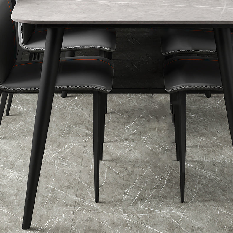 Simplicity Style Sintered Stone Dining Table 4 Legs Carbon Steel Base Rectangle Table for Home Clearhalo ' dining_table' 'Dining Tables & Seating' 'Dining Tables' 'furn' 'furn_dining_table' 'Furniture' 'furniture_dining_table' 'Kitchen & Dining Furniture' 'kitchen&dining_furn' 'kitchen' 'kitchen_dining_table' 3886202