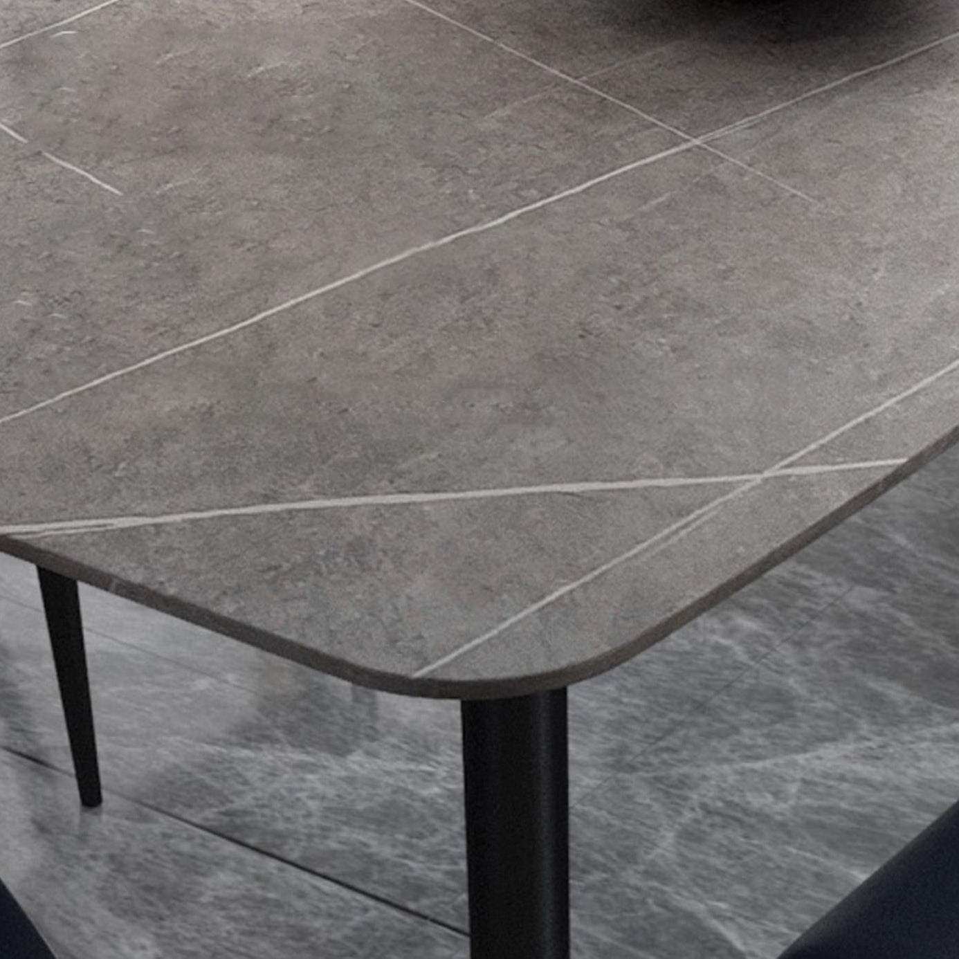 Simplicity Style Sintered Stone Dining Table 4 Legs Carbon Steel Base Rectangle Table for Home Clearhalo ' dining_table' 'Dining Tables & Seating' 'Dining Tables' 'furn' 'furn_dining_table' 'Furniture' 'furniture_dining_table' 'Kitchen & Dining Furniture' 'kitchen&dining_furn' 'kitchen' 'kitchen_dining_table' 3886204