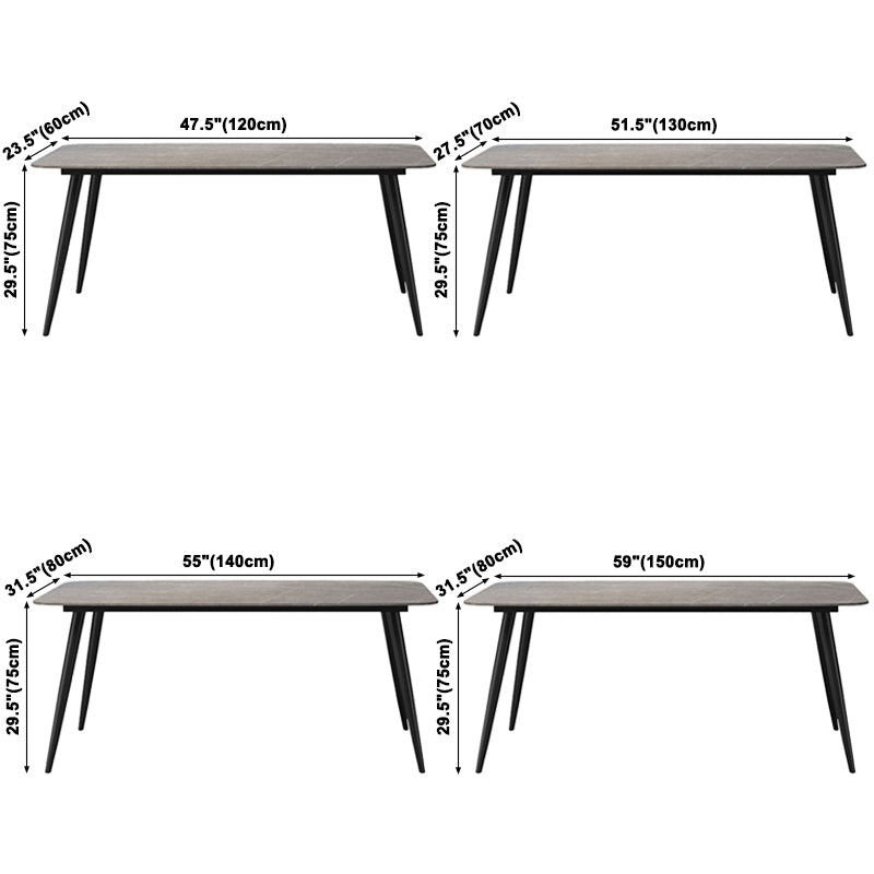 Simplicity Style Sintered Stone Dining Table 4 Legs Carbon Steel Base Rectangle Table for Home Clearhalo ' dining_table' 'Dining Tables & Seating' 'Dining Tables' 'furn' 'furn_dining_table' 'Furniture' 'furniture_dining_table' 'Kitchen & Dining Furniture' 'kitchen&dining_furn' 'kitchen' 'kitchen_dining_table' 3886205