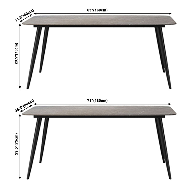 Simplicity Style Sintered Stone Dining Table 4 Legs Carbon Steel Base Rectangle Table for Home Clearhalo ' dining_table' 'Dining Tables & Seating' 'Dining Tables' 'furn' 'furn_dining_table' 'Furniture' 'furniture_dining_table' 'Kitchen & Dining Furniture' 'kitchen&dining_furn' 'kitchen' 'kitchen_dining_table' 3886206