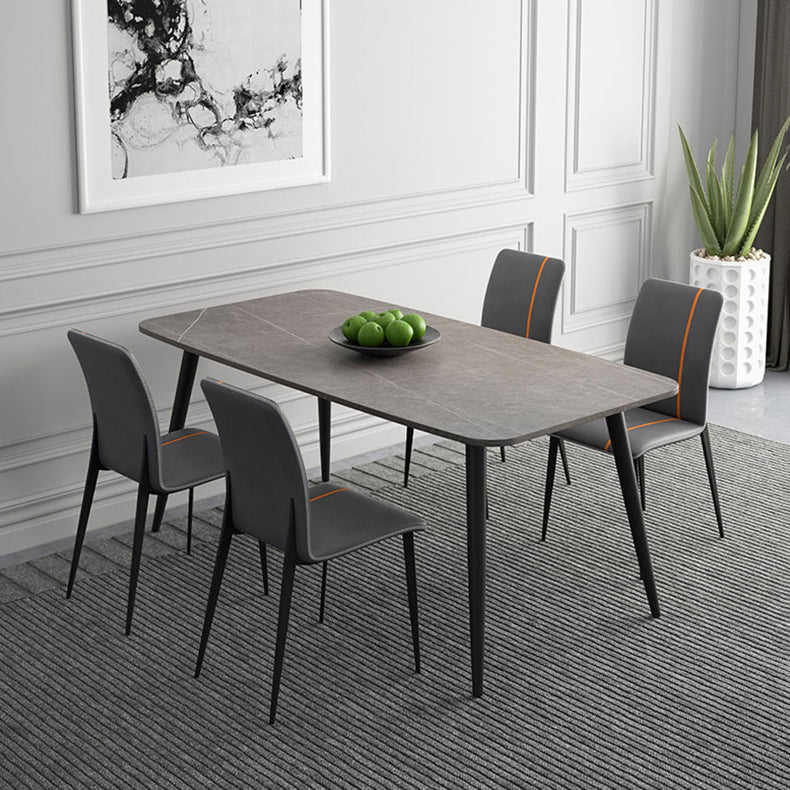 Simplicity Style Sintered Stone Dining Table 4 Legs Carbon Steel Base Rectangle Table for Home Clearhalo ' dining_table' 'Dining Tables & Seating' 'Dining Tables' 'furn' 'furn_dining_table' 'Furniture' 'furniture_dining_table' 'Kitchen & Dining Furniture' 'kitchen&dining_furn' 'kitchen' 'kitchen_dining_table' 3886208