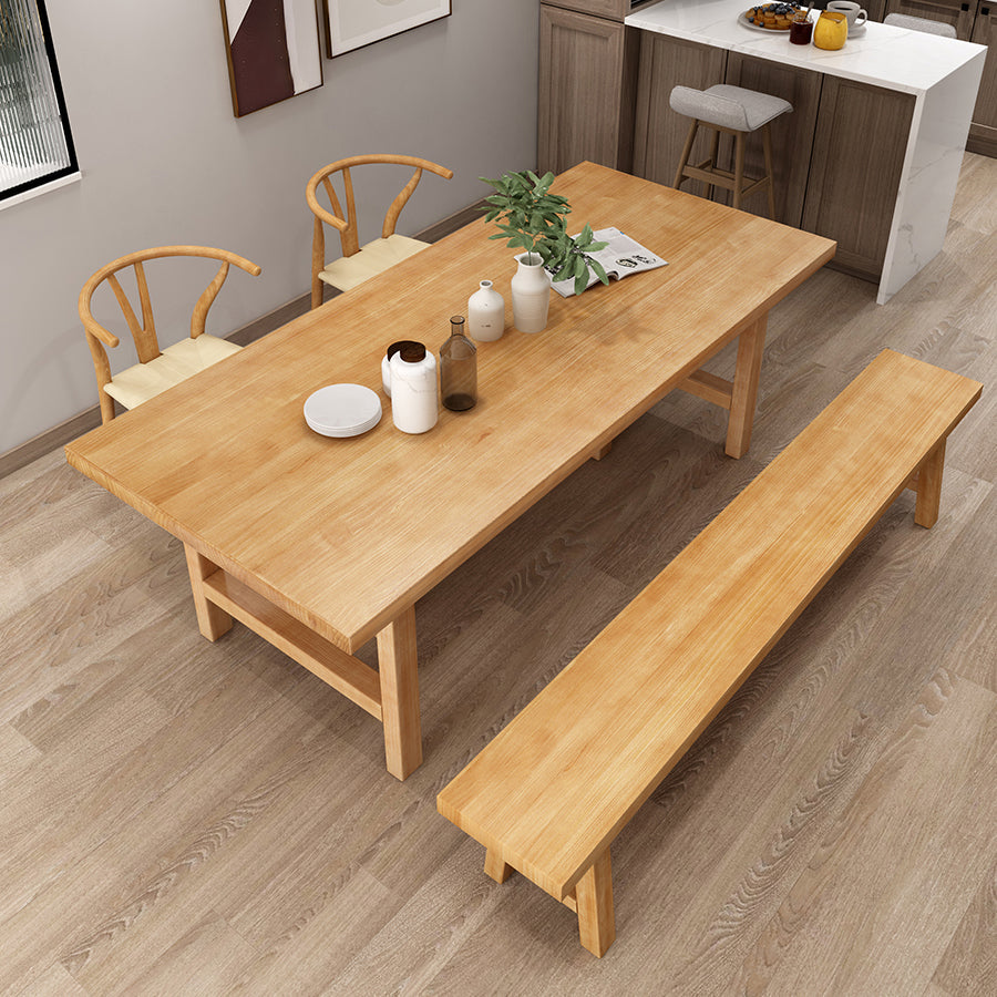 Simple Kitchen Rectangle Dining Table Solid Wood Khaki Dining Table with Double Pedestal Bases Clearhalo ' dining_table' 'Dining Tables & Seating' 'Dining Tables' 'furn' 'furn_dining_table' 'Furniture' 'furniture_dining_table' 'Kitchen & Dining Furniture' 'kitchen&dining_furn' 'kitchen' 'kitchen_dining_table' 3886210