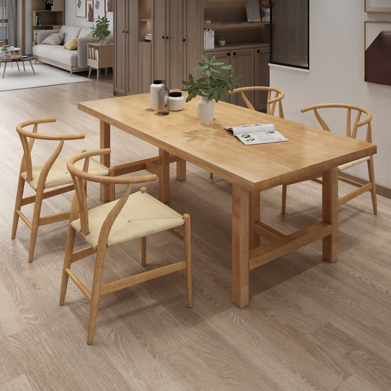 Simple Kitchen Rectangle Dining Table Solid Wood Khaki Dining Table with Double Pedestal Bases Clearhalo ' dining_table' 'Dining Tables & Seating' 'Dining Tables' 'furn' 'furn_dining_table' 'Furniture' 'furniture_dining_table' 'Kitchen & Dining Furniture' 'kitchen&dining_furn' 'kitchen' 'kitchen_dining_table' 3886212