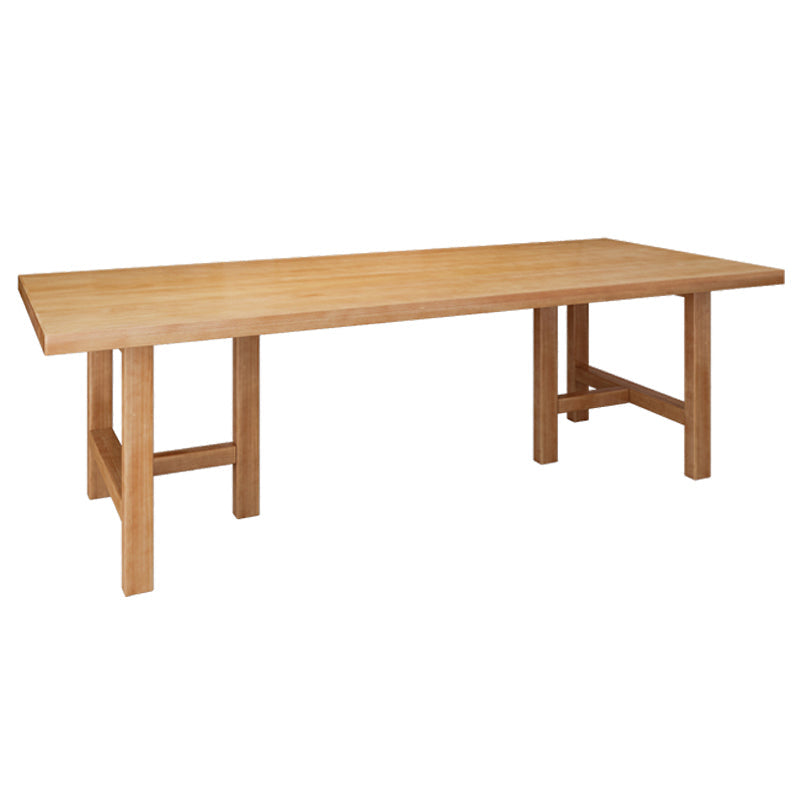Simple Kitchen Rectangle Dining Table Solid Wood Khaki Dining Table with Double Pedestal Bases Without Chairs Clearhalo ' dining_table' 'Dining Tables & Seating' 'Dining Tables' 'furn' 'furn_dining_table' 'Furniture' 'furniture_dining_table' 'Kitchen & Dining Furniture' 'kitchen&dining_furn' 'kitchen' 'kitchen_dining_table' 3886213