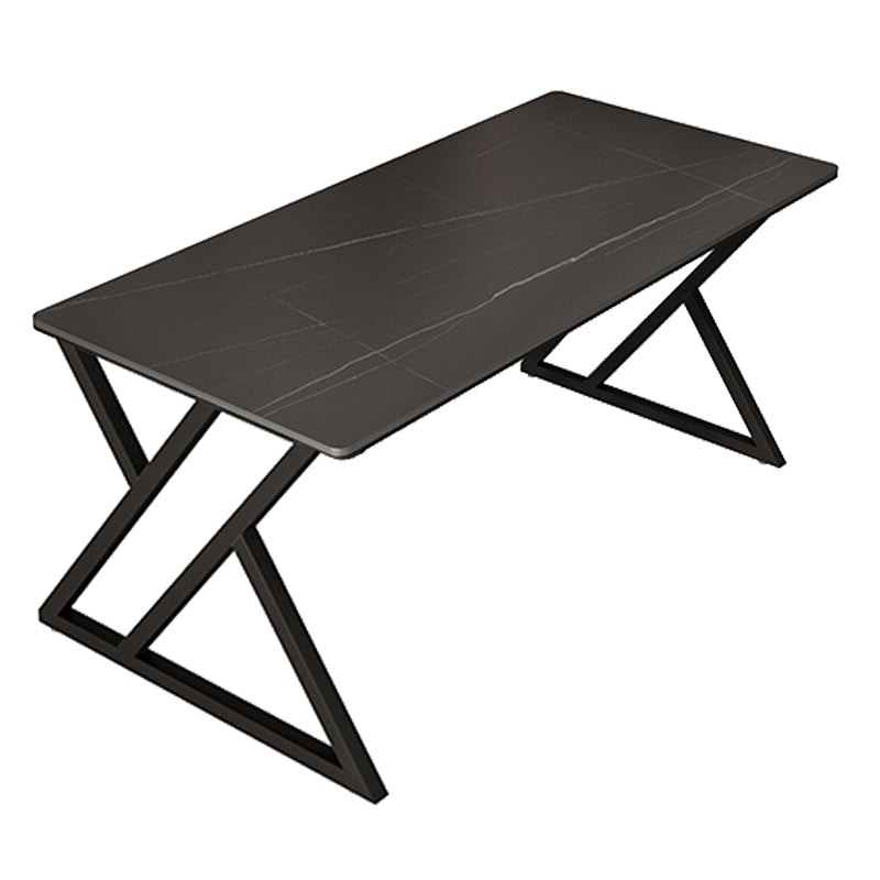 Rectangle Four-Color Dining Table Sintered Stone Table Modern with Double Pedestal Black Without Chairs Clearhalo ' dining_table' 'Dining Tables & Seating' 'Dining Tables' 'furn' 'furn_dining_table' 'Furniture' 'furniture_dining_table' 'Kitchen & Dining Furniture' 'kitchen&dining_furn' 'kitchen' 'kitchen_dining_table' 3886221