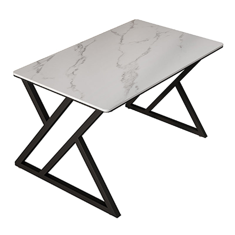 Rectangle Four-Color Dining Table Sintered Stone Table Modern with Double Pedestal White Without Chairs Clearhalo ' dining_table' 'Dining Tables & Seating' 'Dining Tables' 'furn' 'furn_dining_table' 'Furniture' 'furniture_dining_table' 'Kitchen & Dining Furniture' 'kitchen&dining_furn' 'kitchen' 'kitchen_dining_table' 3886222