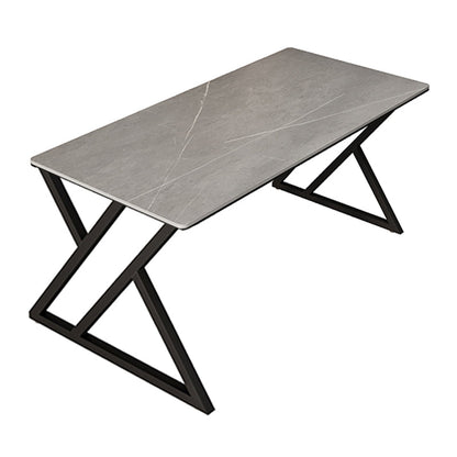 Rectangle Four-Color Dining Table Sintered Stone Table Modern with Double Pedestal Gray Without Chairs Clearhalo ' dining_table' 'Dining Tables & Seating' 'Dining Tables' 'furn' 'furn_dining_table' 'Furniture' 'furniture_dining_table' 'Kitchen & Dining Furniture' 'kitchen&dining_furn' 'kitchen' 'kitchen_dining_table' 3886224