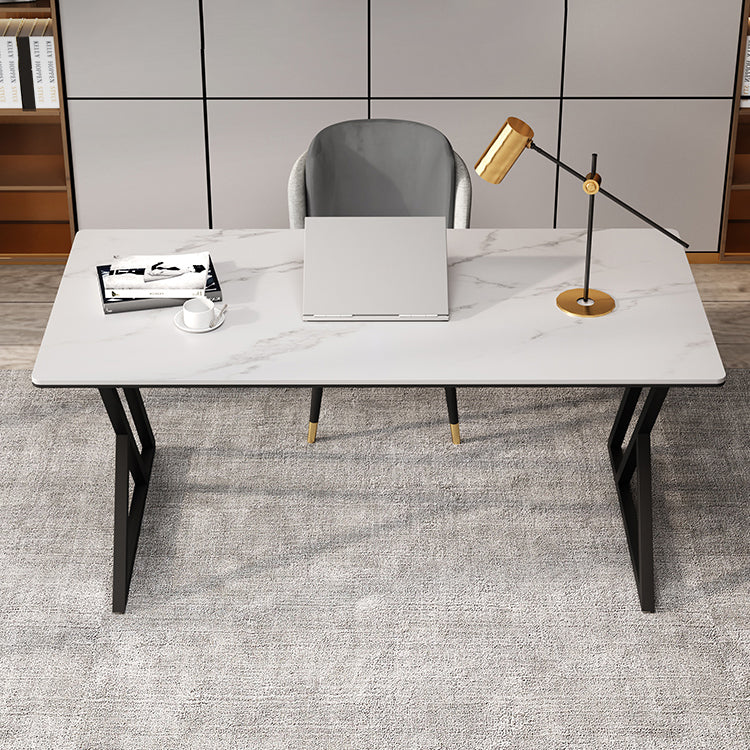 Rectangle Four-Color Dining Table Sintered Stone Table Modern with Double Pedestal Clearhalo ' dining_table' 'Dining Tables & Seating' 'Dining Tables' 'furn' 'furn_dining_table' 'Furniture' 'furniture_dining_table' 'Kitchen & Dining Furniture' 'kitchen&dining_furn' 'kitchen' 'kitchen_dining_table' 3886225