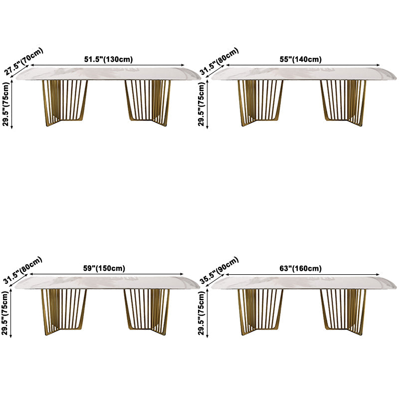 Traditional Luxury Stone Table Rectangle Dining Table with Stainless Steel Double Pedestal Clearhalo ' dining_table' 'Dining Tables & Seating' 'Dining Tables' 'furn' 'furn_dining_table' 'Furniture' 'furniture_dining_table' 'Kitchen & Dining Furniture' 'kitchen&dining_furn' 'kitchen' 'kitchen_dining_table' 3886240