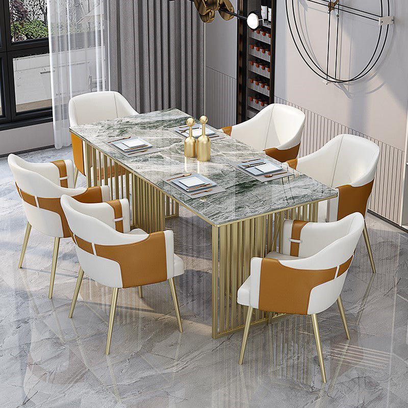 Metal Traditional Luxury Rectangular Table Sintered Stone Table for Kitchen and Dining Room Clearhalo ' dining_table' 'Dining Tables & Seating' 'Dining Tables' 'furn' 'furn_dining_table' 'Furniture' 'furniture_dining_table' 'Kitchen & Dining Furniture' 'kitchen&dining_furn' 'kitchen' 'kitchen_dining_table' 3886255