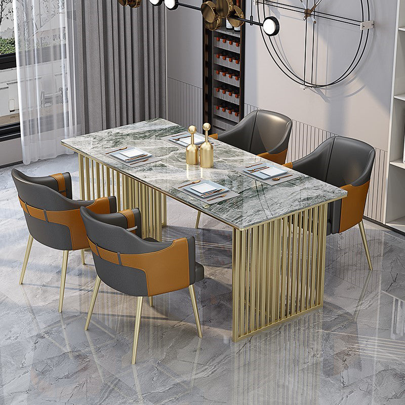 Metal Traditional Luxury Rectangular Table Sintered Stone Table for Kitchen and Dining Room Clearhalo ' dining_table' 'Dining Tables & Seating' 'Dining Tables' 'furn' 'furn_dining_table' 'Furniture' 'furniture_dining_table' 'Kitchen & Dining Furniture' 'kitchen&dining_furn' 'kitchen' 'kitchen_dining_table' 3886257