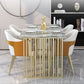 Metal Traditional Luxury Rectangular Table Sintered Stone Table for Kitchen and Dining Room Clearhalo ' dining_table' 'Dining Tables & Seating' 'Dining Tables' 'furn' 'furn_dining_table' 'Furniture' 'furniture_dining_table' 'Kitchen & Dining Furniture' 'kitchen&dining_furn' 'kitchen' 'kitchen_dining_table' 3886261