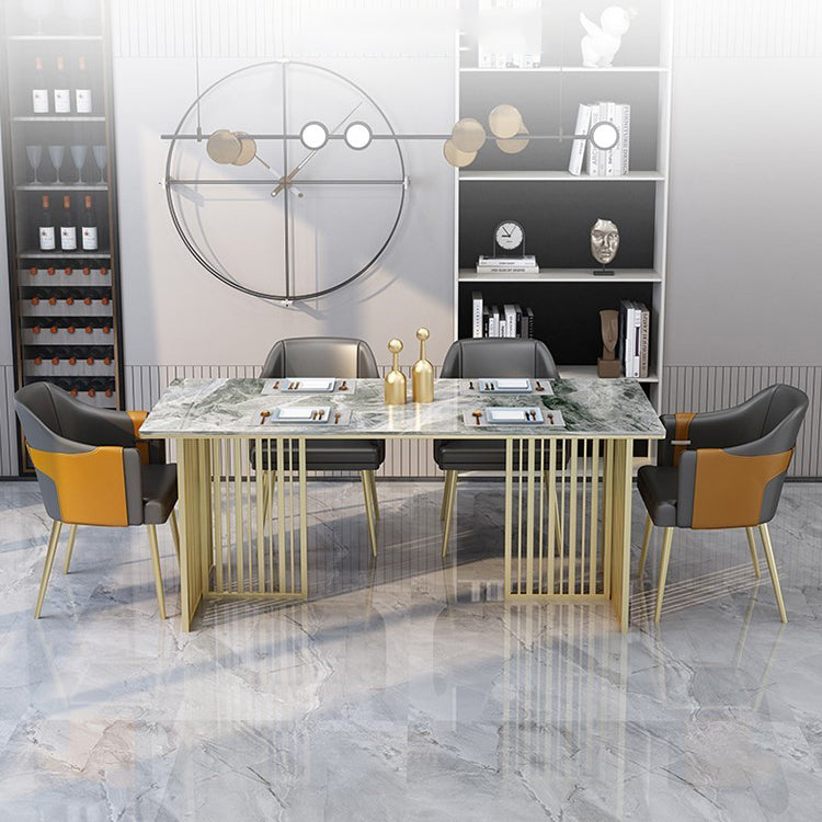 Metal Traditional Luxury Rectangular Table Sintered Stone Table for Kitchen and Dining Room Clearhalo ' dining_table' 'Dining Tables & Seating' 'Dining Tables' 'furn' 'furn_dining_table' 'Furniture' 'furniture_dining_table' 'Kitchen & Dining Furniture' 'kitchen&dining_furn' 'kitchen' 'kitchen_dining_table' 3886265