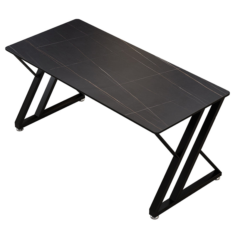 Rectangle Sintered Stone Two-Color Dining Table Simplicity Double Pedestal Table for Dining Room Black Without Chairs Clearhalo ' dining_table' 'Dining Tables & Seating' 'Dining Tables' 'furn' 'furn_dining_table' 'Furniture' 'furniture_dining_table' 'Kitchen & Dining Furniture' 'kitchen&dining_furn' 'kitchen' 'kitchen_dining_table' 3886279