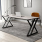 Rectangle Sintered Stone Two-Color Dining Table Simplicity Double Pedestal Table for Dining Room Clearhalo ' dining_table' 'Dining Tables & Seating' 'Dining Tables' 'furn' 'furn_dining_table' 'Furniture' 'furniture_dining_table' 'Kitchen & Dining Furniture' 'kitchen&dining_furn' 'kitchen' 'kitchen_dining_table' 3886280