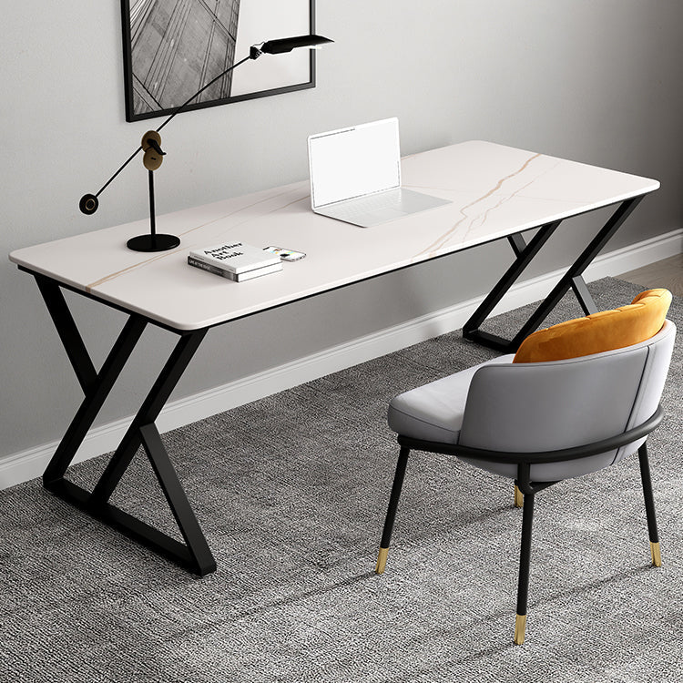 Rectangle Sintered Stone Two-Color Dining Table Simplicity Double Pedestal Table for Dining Room Clearhalo ' dining_table' 'Dining Tables & Seating' 'Dining Tables' 'furn' 'furn_dining_table' 'Furniture' 'furniture_dining_table' 'Kitchen & Dining Furniture' 'kitchen&dining_furn' 'kitchen' 'kitchen_dining_table' 3886281