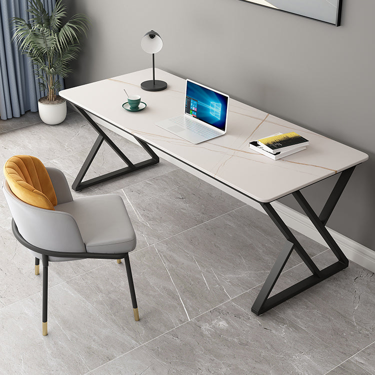 Rectangle Sintered Stone Two-Color Dining Table Simplicity Double Pedestal Table for Dining Room Clearhalo ' dining_table' 'Dining Tables & Seating' 'Dining Tables' 'furn' 'furn_dining_table' 'Furniture' 'furniture_dining_table' 'Kitchen & Dining Furniture' 'kitchen&dining_furn' 'kitchen' 'kitchen_dining_table' 3886282