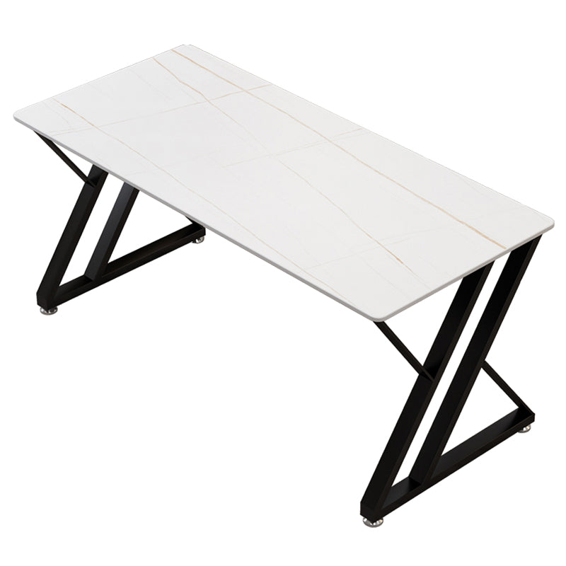Rectangle Sintered Stone Two-Color Dining Table Simplicity Double Pedestal Table for Dining Room White Without Chairs Clearhalo ' dining_table' 'Dining Tables & Seating' 'Dining Tables' 'furn' 'furn_dining_table' 'Furniture' 'furniture_dining_table' 'Kitchen & Dining Furniture' 'kitchen&dining_furn' 'kitchen' 'kitchen_dining_table' 3886283