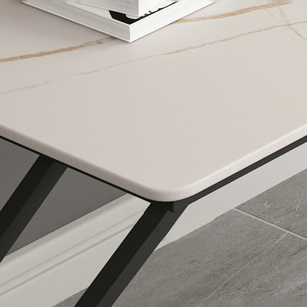 Rectangle Sintered Stone Two-Color Dining Table Simplicity Double Pedestal Table for Dining Room Clearhalo ' dining_table' 'Dining Tables & Seating' 'Dining Tables' 'furn' 'furn_dining_table' 'Furniture' 'furniture_dining_table' 'Kitchen & Dining Furniture' 'kitchen&dining_furn' 'kitchen' 'kitchen_dining_table' 3886285
