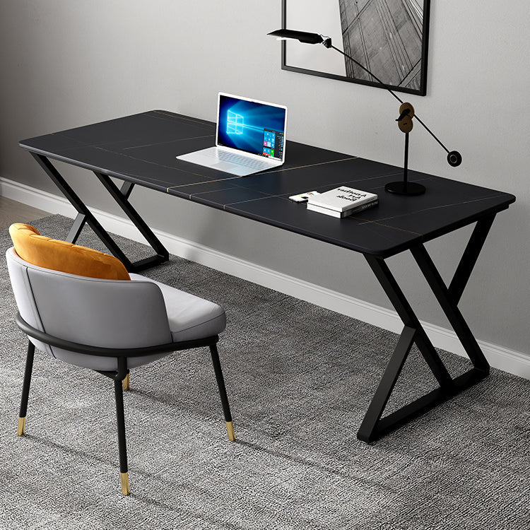 Rectangle Sintered Stone Two-Color Dining Table Simplicity Double Pedestal Table for Dining Room Clearhalo ' dining_table' 'Dining Tables & Seating' 'Dining Tables' 'furn' 'furn_dining_table' 'Furniture' 'furniture_dining_table' 'Kitchen & Dining Furniture' 'kitchen&dining_furn' 'kitchen' 'kitchen_dining_table' 3886290