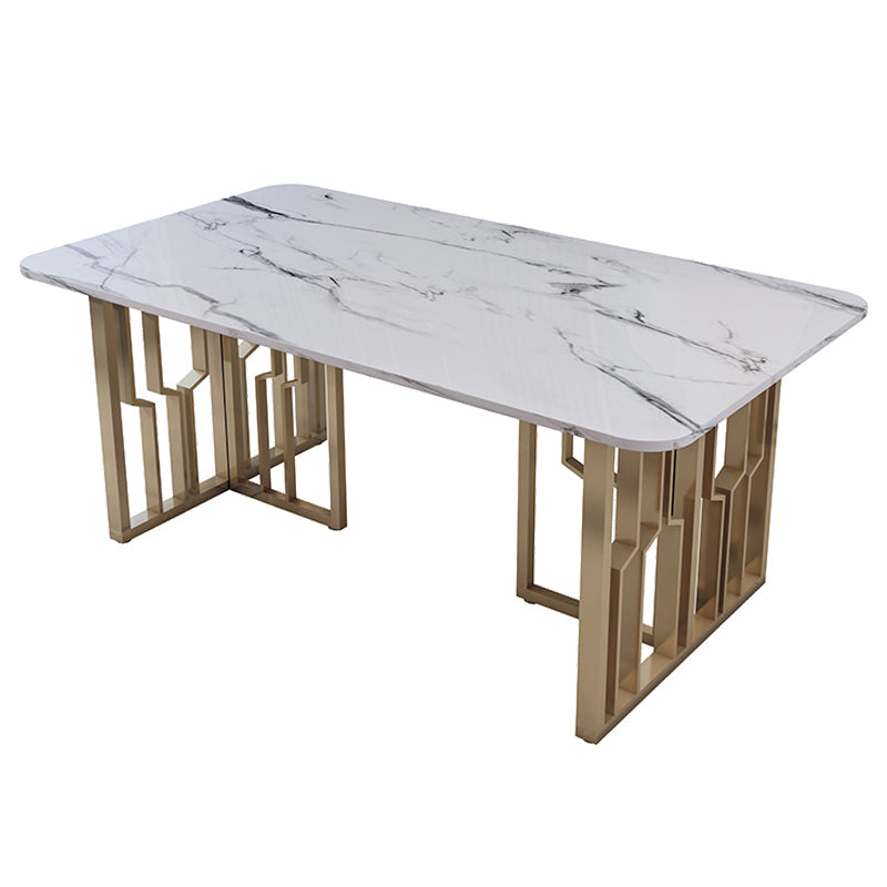 Metal Traditional Luxury Rectangle Table Sintered Stone Table for Kitchen Without Chairs Clearhalo ' dining_table' 'Dining Tables & Seating' 'Dining Tables' 'furn' 'furn_dining_table' 'Furniture' 'furniture_dining_table' 'Kitchen & Dining Furniture' 'kitchen&dining_furn' 'kitchen' 'kitchen_dining_table' 3886309