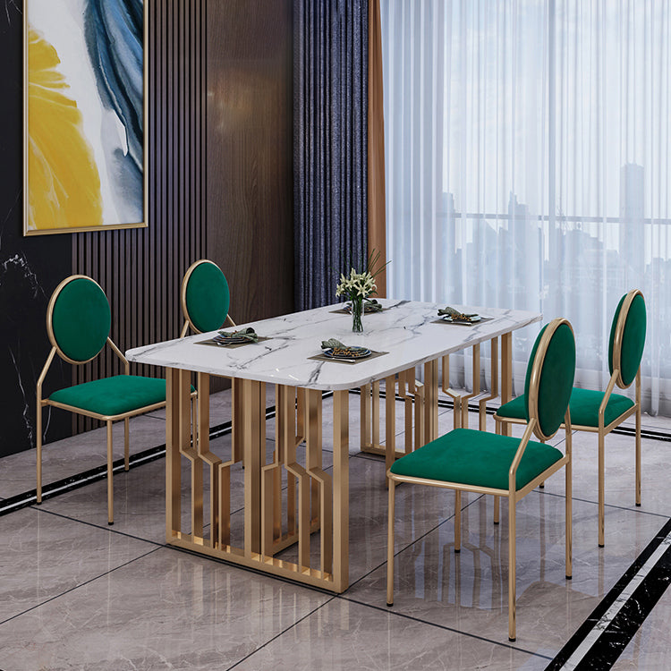Metal Traditional Luxury Rectangle Table Sintered Stone Table for Kitchen Clearhalo ' dining_table' 'Dining Tables & Seating' 'Dining Tables' 'furn' 'furn_dining_table' 'Furniture' 'furniture_dining_table' 'Kitchen & Dining Furniture' 'kitchen&dining_furn' 'kitchen' 'kitchen_dining_table' 3886312