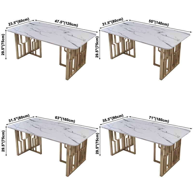 Metal Traditional Luxury Rectangle Table Sintered Stone Table for Kitchen Clearhalo ' dining_table' 'Dining Tables & Seating' 'Dining Tables' 'furn' 'furn_dining_table' 'Furniture' 'furniture_dining_table' 'Kitchen & Dining Furniture' 'kitchen&dining_furn' 'kitchen' 'kitchen_dining_table' 3886314