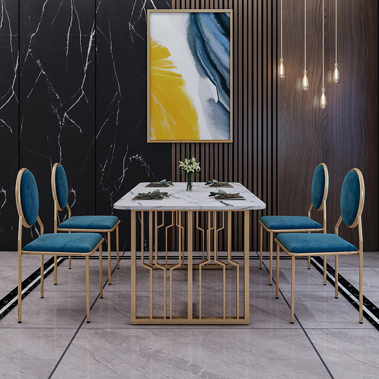 Metal Traditional Luxury Rectangle Table Sintered Stone Table for Kitchen Clearhalo ' dining_table' 'Dining Tables & Seating' 'Dining Tables' 'furn' 'furn_dining_table' 'Furniture' 'furniture_dining_table' 'Kitchen & Dining Furniture' 'kitchen&dining_furn' 'kitchen' 'kitchen_dining_table' 3886315