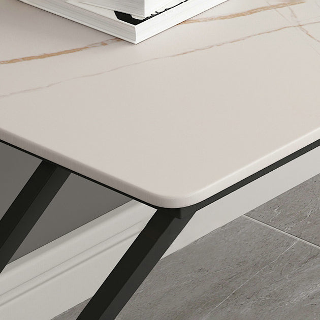 Rectangle Minimalist Dining Table White Tone Fixed Table of Sintered Stone Clearhalo ' dining_table' 'Dining Tables & Seating' 'Dining Tables' 'furn' 'furn_dining_table' 'Furniture' 'furniture_dining_table' 'Kitchen & Dining Furniture' 'kitchen&dining_furn' 'kitchen' 'kitchen_dining_table' 3886339