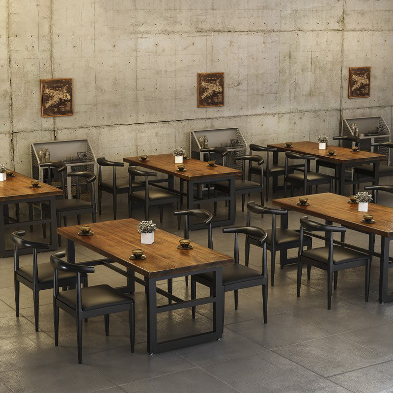 Industrial Solid Wood Dining Table Trestle Base Dining Site Table for Home Clearhalo ' dining_table' 'Dining Tables & Seating' 'Dining Tables' 'furn' 'furn_dining_table' 'Furniture' 'furniture_dining_table' 'Kitchen & Dining Furniture' 'kitchen&dining_furn' 'kitchen' 'kitchen_dining_table' 3886350