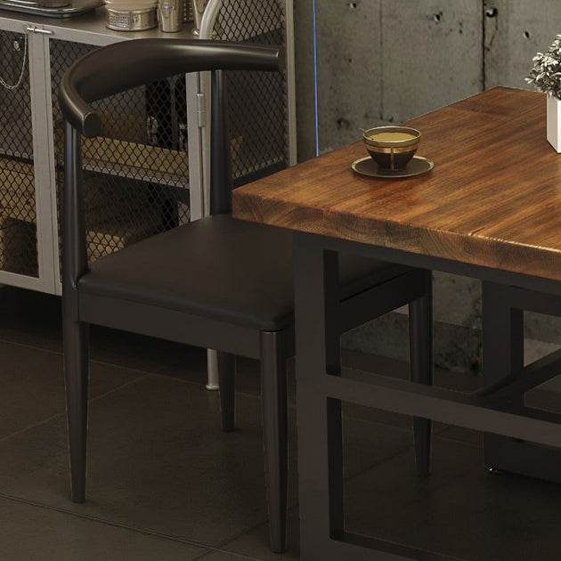 Industrial Solid Wood Dining Table Trestle Base Dining Site Table for Home Clearhalo ' dining_table' 'Dining Tables & Seating' 'Dining Tables' 'furn' 'furn_dining_table' 'Furniture' 'furniture_dining_table' 'Kitchen & Dining Furniture' 'kitchen&dining_furn' 'kitchen' 'kitchen_dining_table' 3886353