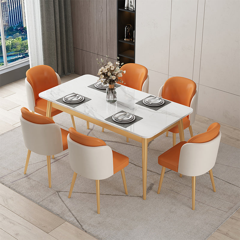 Metal Traditional Luxury Rectangle Table Sintered Stone Table with 4 Legs Clearhalo ' dining_table' 'Dining Tables & Seating' 'Dining Tables' 'furn' 'furn_dining_table' 'Furniture' 'furniture_dining_table' 'Kitchen & Dining Furniture' 'kitchen&dining_furn' 'kitchen' 'kitchen_dining_table' 3886361