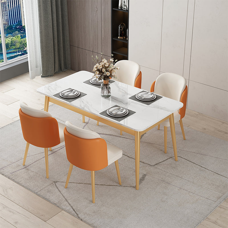 Metal Traditional Luxury Rectangle Table Sintered Stone Table with 4 Legs Clearhalo ' dining_table' 'Dining Tables & Seating' 'Dining Tables' 'furn' 'furn_dining_table' 'Furniture' 'furniture_dining_table' 'Kitchen & Dining Furniture' 'kitchen&dining_furn' 'kitchen' 'kitchen_dining_table' 3886363