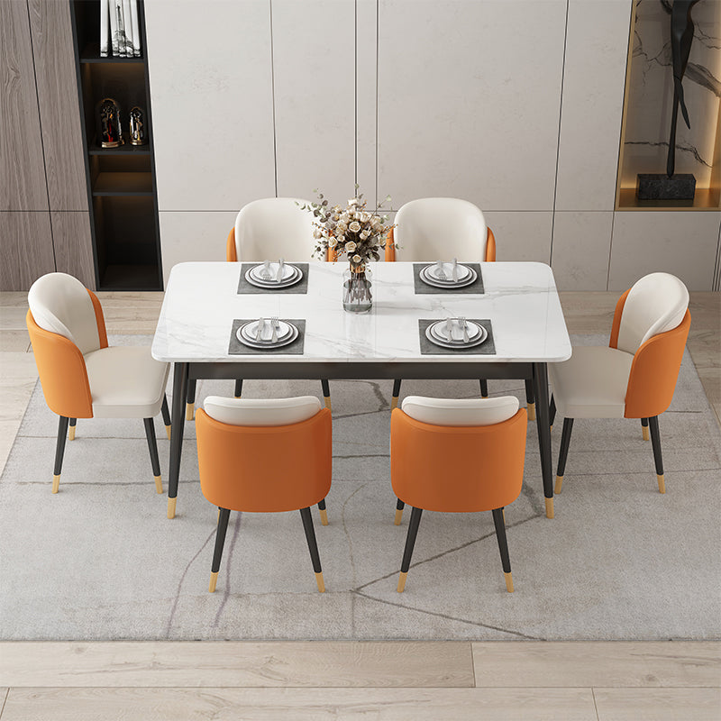 Metal Traditional Luxury Rectangle Table Sintered Stone Table with 4 Legs Clearhalo ' dining_table' 'Dining Tables & Seating' 'Dining Tables' 'furn' 'furn_dining_table' 'Furniture' 'furniture_dining_table' 'Kitchen & Dining Furniture' 'kitchen&dining_furn' 'kitchen' 'kitchen_dining_table' 3886365