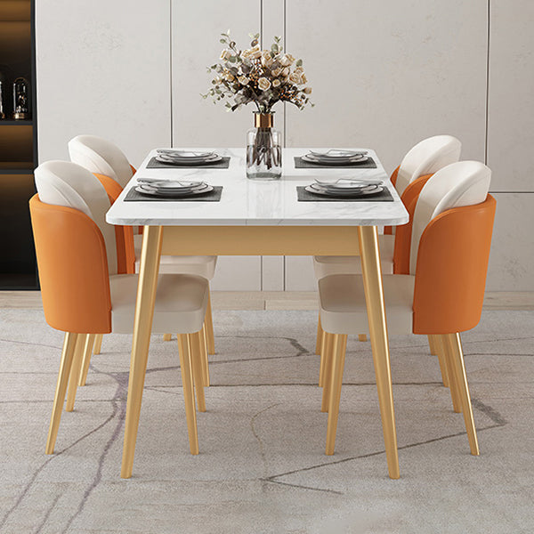 Metal Traditional Luxury Rectangle Table Sintered Stone Table with 4 Legs Clearhalo ' dining_table' 'Dining Tables & Seating' 'Dining Tables' 'furn' 'furn_dining_table' 'Furniture' 'furniture_dining_table' 'Kitchen & Dining Furniture' 'kitchen&dining_furn' 'kitchen' 'kitchen_dining_table' 3886373