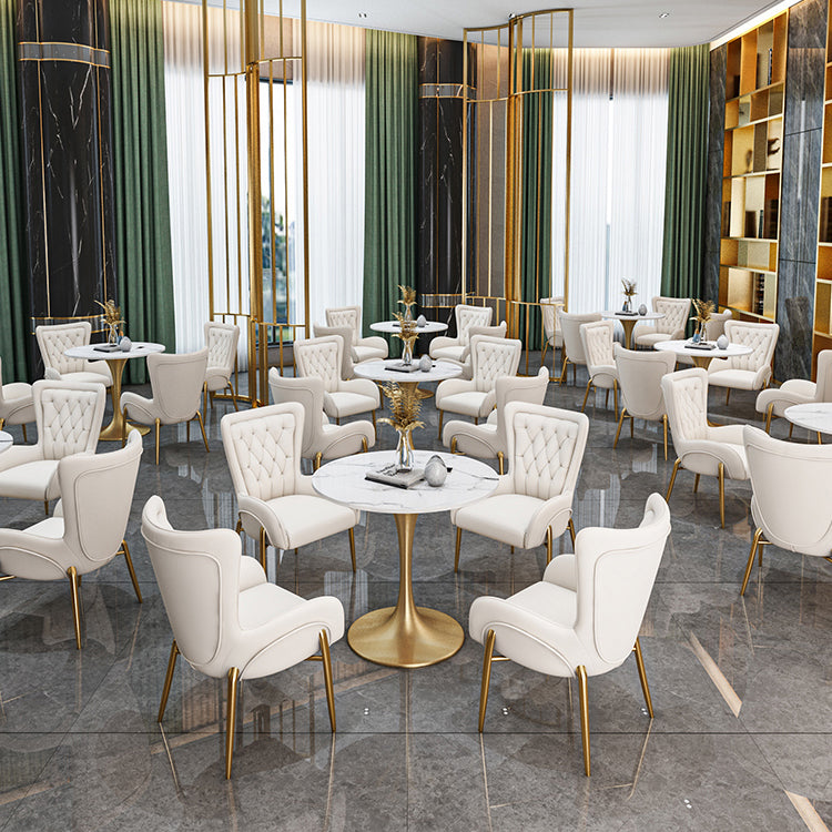 Round Shape Tulip Base Glam Dining Table White Fixed Table of Sintered Stone Clearhalo ' dining_table' 'Dining Tables & Seating' 'Dining Tables' 'furn' 'furn_dining_table' 'Furniture' 'furniture_dining_table' 'Kitchen & Dining Furniture' 'kitchen&dining_furn' 'kitchen' 'kitchen_dining_table' 3886394